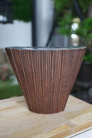 Medeno strieborná hliníková váza hranatá 27cm