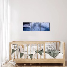 Obraz vodopádu v zime (s hodinami) (90x30 cm)