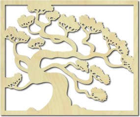 SENTOP | Drevený obraz na stenu strom bonsai z preglejky topoľ DRAZSKA I 3D HODINY PR0214  HEU+