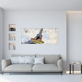 Obraz - Digitálne umenie Eiffelovej veže (120x50 cm)