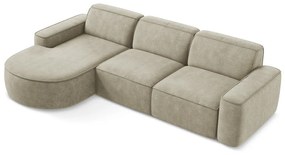 Béžová ženilková rohová pohovka (ľavý roh/s leňoškou) Omao – Makamii