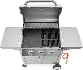 Plynový gril OKLAHOMA BBQ, 3 horáky, s redukčným ventilom, strieborná Penta CZ