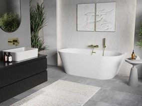 Mexen Oris, voľne stojaca ryhovaná vaňa 150 x 75 cm, biela lesklá, zlatý matný prepad, 52871507500-55