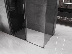 Mexen Velar, sprchový kút s posuvnými dverami 160 x 100 cm, 8mm šedé sklo, grafit brúsený, 871-160-100-41-66