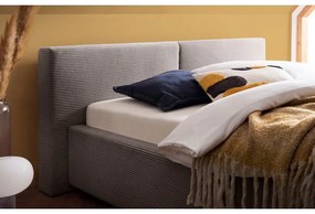 Svetlohnedá čalúnená dvojlôžková posteľ s úložným priestorom s roštom 140x200 cm Cube – Meise Möbel