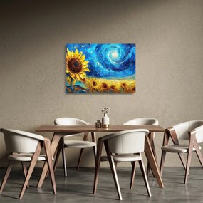 Sklenený obraz - Maľba slnečníc (70x50 cm)