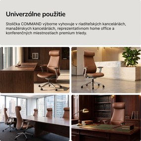 Kancelárske kožené manažérske kreslo hnedé COMMAND