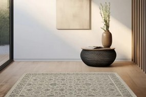 Koberec Allora Plus F346A ornament / rám, strieborný / sivý