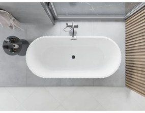 Mexen Yara, voľne stojaca ryhovaná vaňa 170 x 75 cm, biela lesklá, brúsený grafit prepad, 52861707500-66