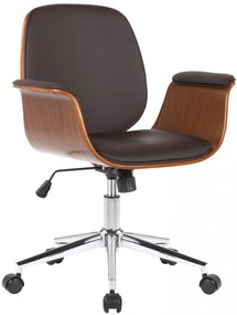 Design-Shop Kancelárska stolička Kemberg - koženka, drevo orech - Hnedá