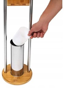 Držiak toaletného papiera s WC štetkou - kov / bambus