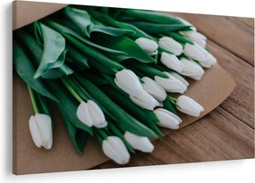 Obraz kytice bielych tulipánov (90x60 cm)