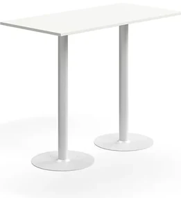 Barový stôl ALVA, 1400x700x1000 mm, s kotvením do zeme, HPL, biela