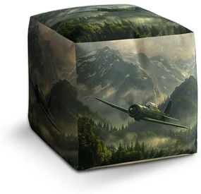 Sablio Taburet Cube Bojové lietadlo v horách: 40x40x40 cm