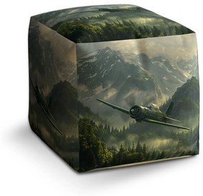 Sablio Taburet Cube Bojové lietadlo v horách: 40x40x40 cm