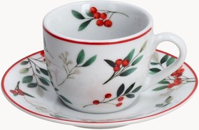 Porcelánové šálky na kávu's podšálkami Hollyberry, 6 ks