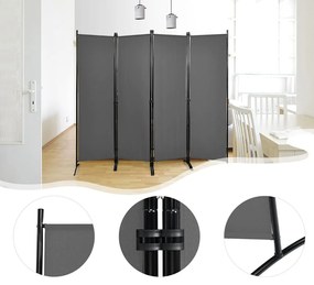 4-panelový paraván 173 cm šedý