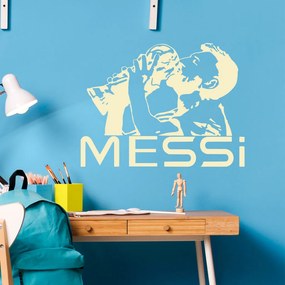 Veselá Stena Samolepka Lionel Messi pohár Farba: béžová, Veľkosť: 80 x 60 cm