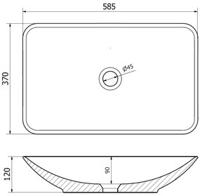 Mexen Avila, umývadlo na dosku 58 x 37 cm, biela, 21115500
