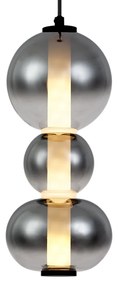 Art Deco závesná lampa čierna s dymovým a čírym sklom 3-svetlá vrátane LED - Lizzy