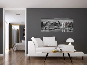 Obraz - Veľkomesto s červenou vežou (120x50 cm)