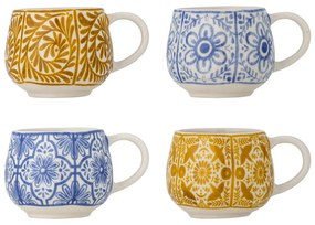 Modré/oranžové šálky v súprave 4 ks na espresso z kameniny 155 ml Milton – Bloomingville