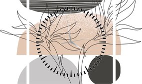 Obraz - Line art kvety N⁰2 (s hodinami) (90x30 cm)