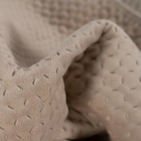 Béžový zamatový prešívaný pléd 240x260 cm – Ixia