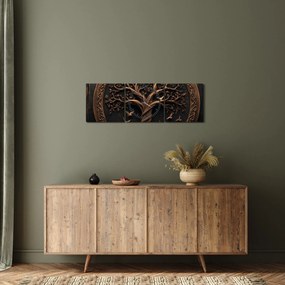 Obraz – Drevený strom života (s hodinami) (90x30 cm)
