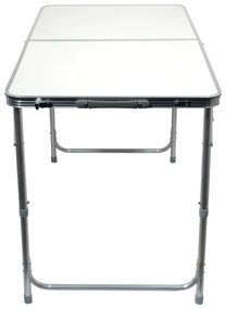 Skladací kempingový stôl + 4x stolička biela/chróm