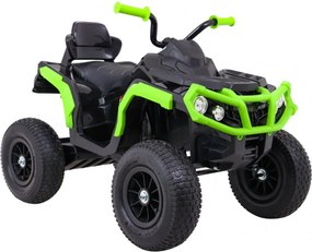 Ramiz Štvorkolka na vzduchovú batériu pre deti Čierna a zelená + Nafukovacie kolesá + Rádio MP3 + Bezplatné štartovanie