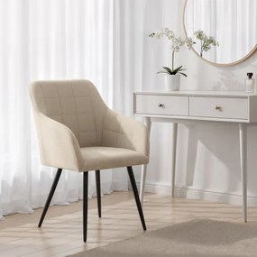 Sada šiestich jedálenských stoličiek LUXANO Lumos zamatové, béžové / čierne nohy (6 ks)