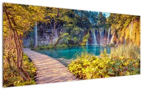 Obraz - Plitvické jazerá, Chorvátsko (120x50 cm)