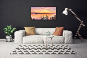 Obraz Canvas Mólo západ slnka jazero 125x50 cm