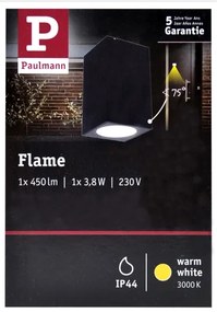 Paulmann 94327 - LED/3,8W IP44 Vonkajšie nástenné svietidlo FLAME 230V antracit