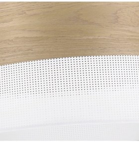 Závesné svietidlo Wood, 1x dýha zlatý dub/biele PVC tienidlo, (fi 30cm)