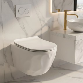 Rea Gustavo, závesná WC misa + toaletné sedadlo, biela, REA-C1652