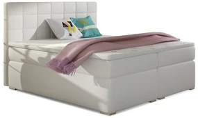 Manželská posteľ Boxspring 140 cm Abbie (biela) (s matracmi). Akcia -20%. Vlastná spoľahlivá doprava až k Vám domov. 1027410