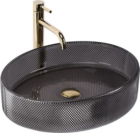 Rea Mirella Black, umývadlo na dosku 495x380x125 mm, dymové sklo-čierna, REA-U3524