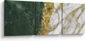 Obraz - Zelený mramor N⁰1 (s hodinami) (90x30 cm)