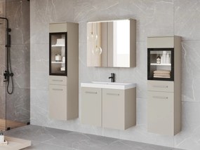 Kúpeľňový nábytok Apogon II, Farby: kašmírová béžová, Sifón: so sifónom, Osvetlenie: osvetlenie LED biele, Umývadlová batéria: Economico BYU 020M