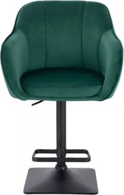 LuxuryForm DESIGN Barová stolička AVOLA VELUR na čiernej hranatej podstave - zelená