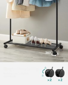 Pojízdný stojan na oblečení PUCCINO černý