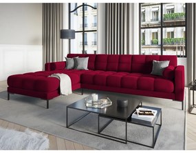 Červená zamatová rohová pohovka Cosmopolitan Design Bali, ľavý roh