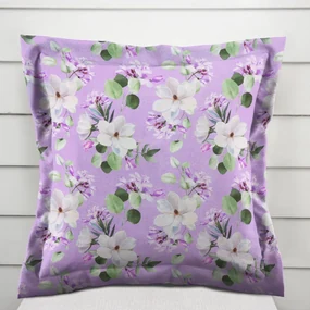 Biante Dekoračná obliečka na vankúš s lemom PML-044 Kvety magnólie na fialovom 60 x 60 cm