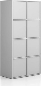 Kancelárska skriňa FRAME, 8x dvere, 872 x 450 x 1735 mm, PUSH-lock, sivá