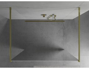 Mexen Kioto, priechodná sprchová zástena 120 x 200 cm, 8mm sklo vzor zrkadlo, 2x zlatá stabilizačná rozpera, 800-120-002-50-50
