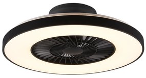 TRIO R62672132 HALMSTAD stropné svietidlo s ventilátorom LED D593mm 40W/3000lm 3000-6500K matná čierna, stmievateľné, diaľkový ovládač