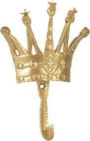 Zlatý nástenný liatinový háčik s korunkou - 11*3*18 cm