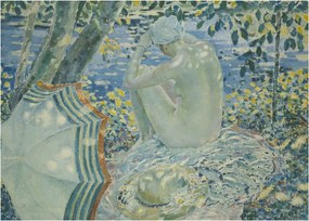 Sklenený obraz - Frederick Carl Frieseke, On the Bank, reprodukcia (70x50 cm)